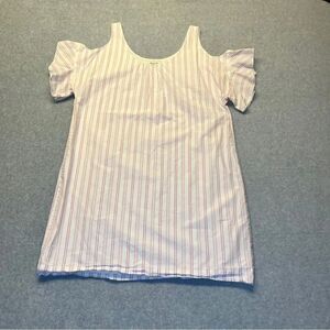 Madewell Women’s Cold Shoulder Dress Pinstripes size M Cotton‎